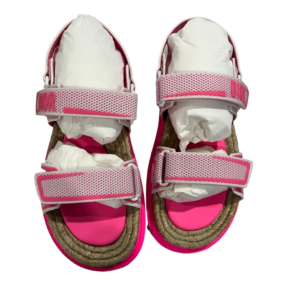 DIOR NEW IN BOX Dad Dioract Sandals in White & Fuschia Pink Size 38.5